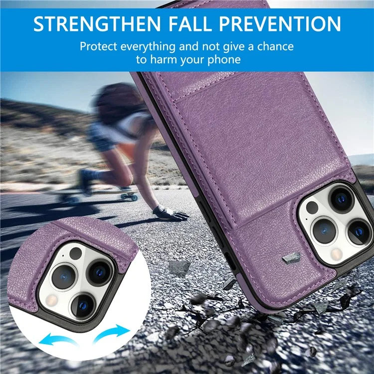 N.BEKUS For iPhone 16 Pro Max Kickstand Case Leather+TPU Card Slot Phone Cover