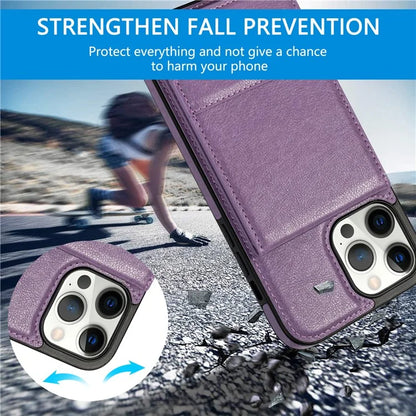N.BEKUS For iPhone 16 Pro Max Kickstand Case Leather+TPU Card Slot Phone Cover