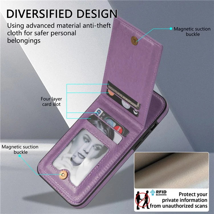 N.BEKUS For iPhone 16 Pro Max Kickstand Case Leather+TPU Card Slot Phone Cover
