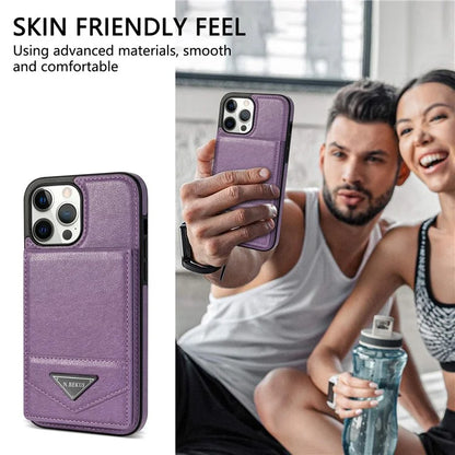 N.BEKUS For iPhone 16 Pro Max Kickstand Case Leather+TPU Card Slot Phone Cover