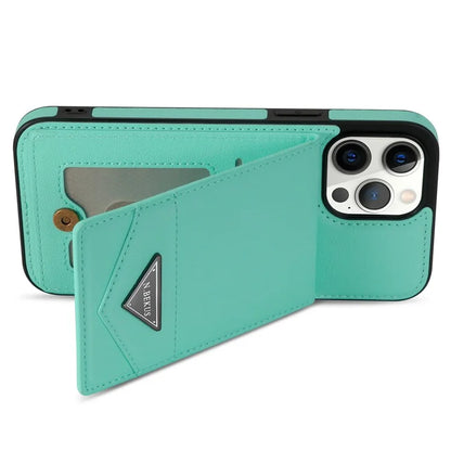 N.BEKUS For iPhone 16 Pro Max Kickstand Case Leather+TPU Card Slot Phone Cover