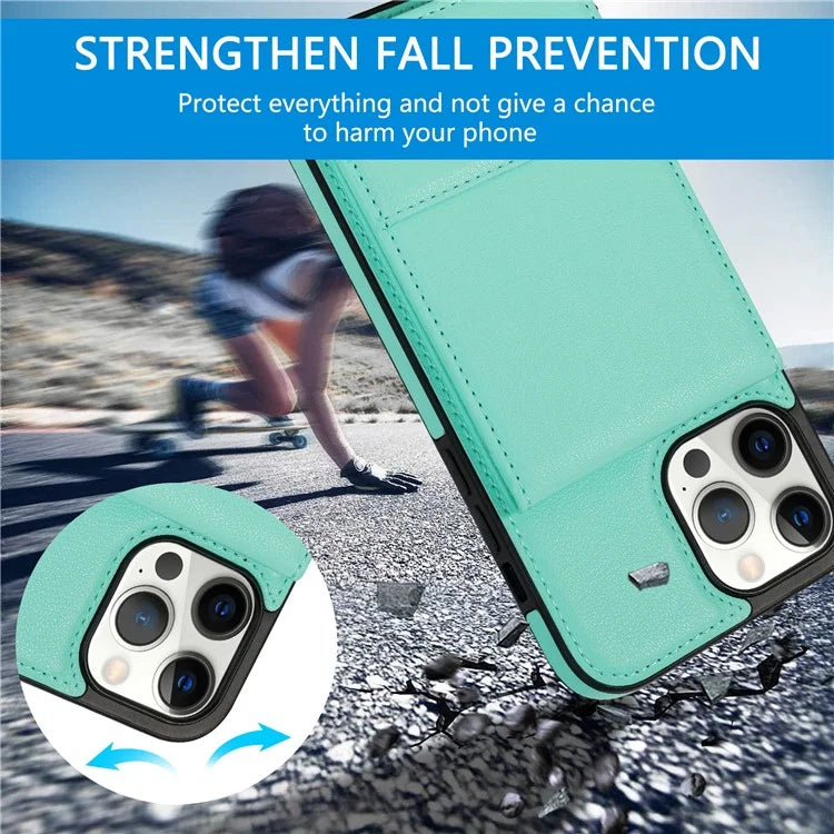 N.BEKUS For iPhone 16 Pro Max Kickstand Case Leather+TPU Card Slot Phone Cover