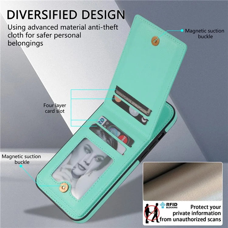 N.BEKUS For iPhone 16 Pro Max Kickstand Case Leather+TPU Card Slot Phone Cover