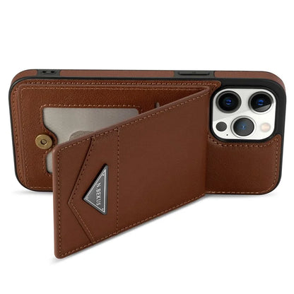 N.BEKUS For iPhone 16 Pro Max Kickstand Case Leather+TPU Card Slot Phone Cover