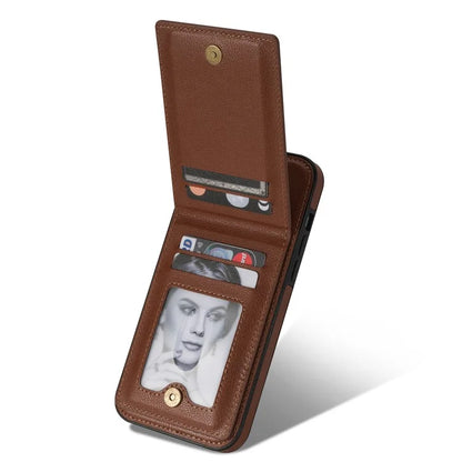 N.BEKUS For iPhone 16 Pro Max Kickstand Case Leather+TPU Card Slot Phone Cover