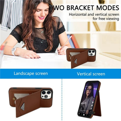 N.BEKUS For iPhone 16 Pro Max Kickstand Case Leather+TPU Card Slot Phone Cover