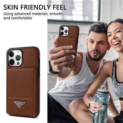N.BEKUS For iPhone 16 Pro Max Kickstand Case Leather+TPU Card Slot Phone Cover