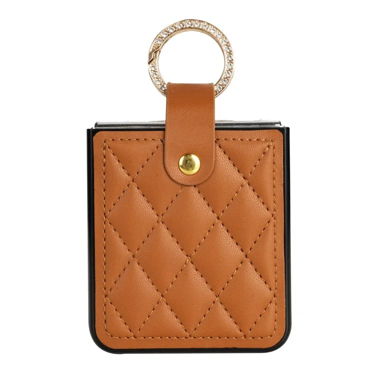 CSJ-P2 For Samsung Galaxy Z Flip6 5G / Z Flip5 5G Case Stitching Leather Phone Cover Ring Kickstand