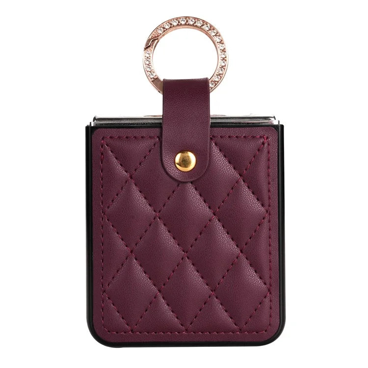 CSJ-P2 For Samsung Galaxy Z Flip6 5G / Z Flip5 5G Case Stitching Leather Phone Cover Ring Kickstand
