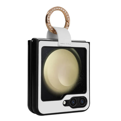 CSJ-P2 For Samsung Galaxy Z Flip6 5G / Z Flip5 5G Case Stitching Leather Phone Cover Ring Kickstand