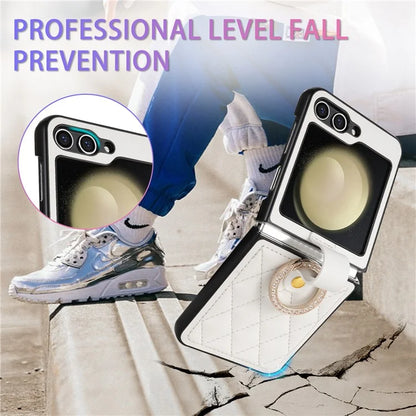 CSJ-P2 For Samsung Galaxy Z Flip6 5G / Z Flip5 5G Case Stitching Leather Phone Cover Ring Kickstand