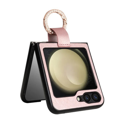 CSJ-P2 For Samsung Galaxy Z Flip6 5G / Z Flip5 5G Case Stitching Leather Phone Cover Ring Kickstand