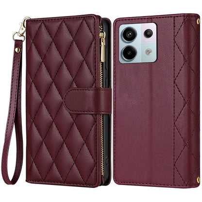 CSJ-P2 For Xiaomi Redmi Note 13 Pro 5G / Poco X6 5G Case with Straps Stitching Leather Wallet Phone Cover