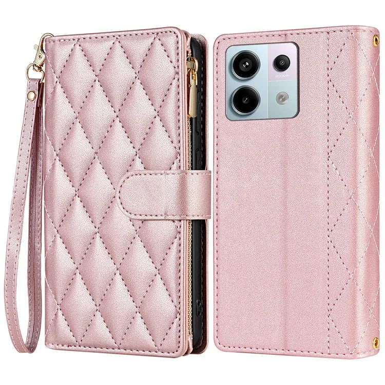 CSJ-P2 For Xiaomi Redmi Note 13 Pro 5G / Poco X6 5G Case with Straps Stitching Leather Wallet Phone Cover