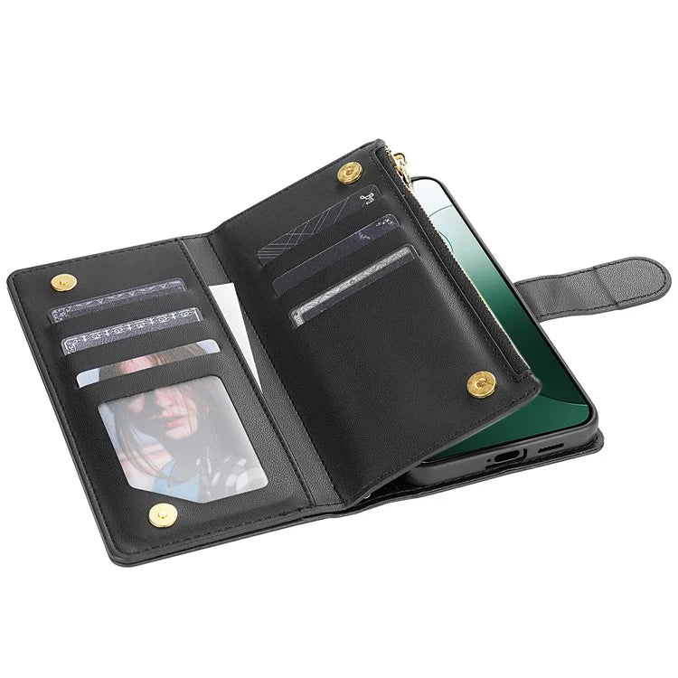 CSJ-P2 For Xiaomi Redmi Note 13 Pro 5G / Poco X6 5G Case with Straps Stitching Leather Wallet Phone Cover