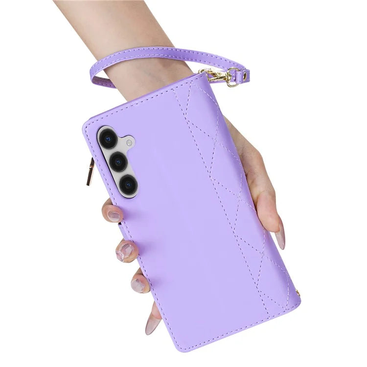 CSJ-P2 For Samsung Galaxy A54 5G Wallet Phone Case Leather Flip Cover Rhombus Stitching