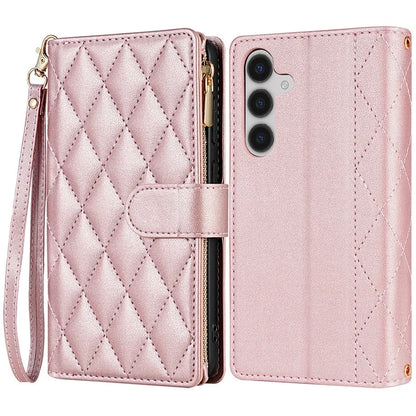 CSJ-P2 For Samsung Galaxy A54 5G Wallet Phone Case Leather Flip Cover Rhombus Stitching