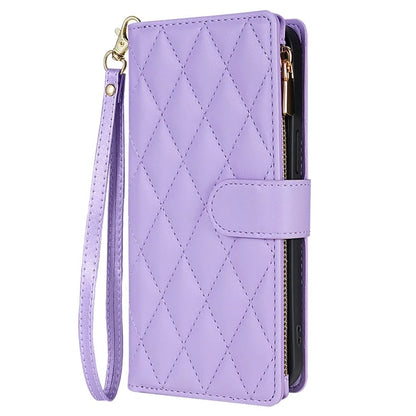 CSJ-P2 For iPhone 15 Pro Wallet Case Stitching Leather Phone Cover with Straps