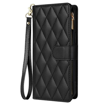 CSJ-P2 For iPhone 15 Pro Wallet Case Stitching Leather Phone Cover with Straps