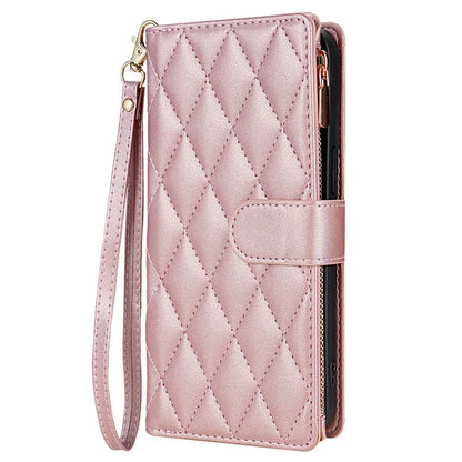 CSJ-P2 For iPhone 15 Pro Wallet Case Stitching Leather Phone Cover with Straps