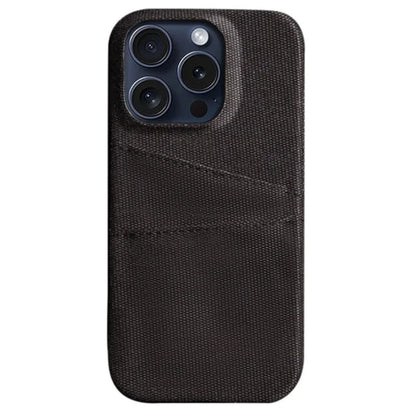 For iPhone 16 Pro Max Case Cloth + PC Hard Phone Cover with Dual Card Slots