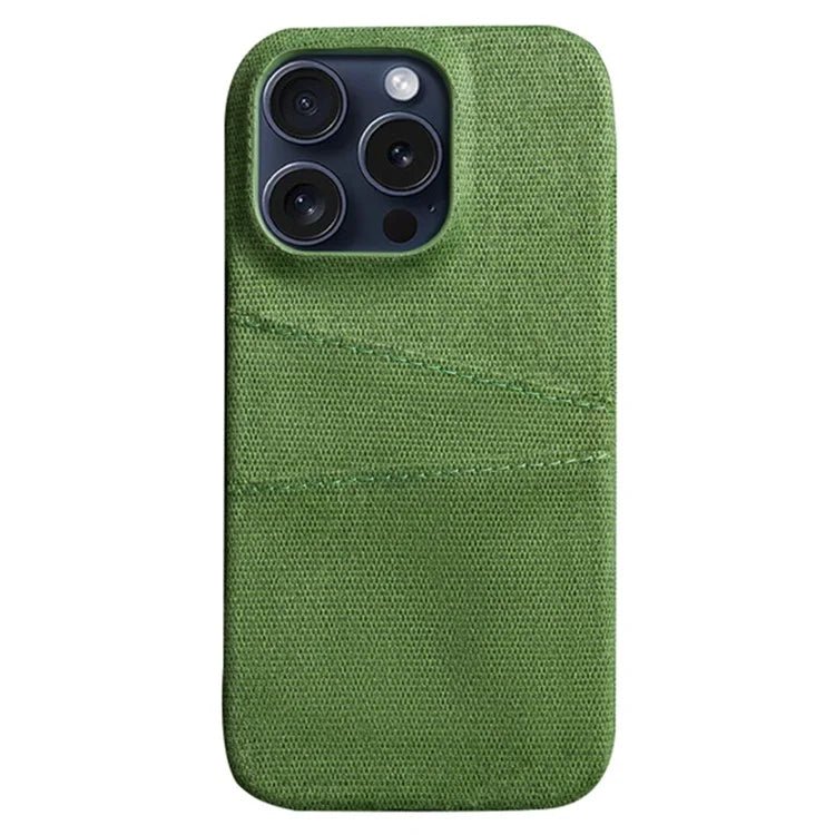 For iPhone 16 Pro Max Case Cloth + PC Hard Phone Cover with Dual Card Slots