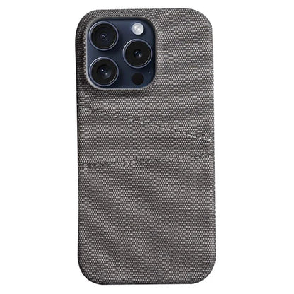 For iPhone 16 Pro Max Case Cloth + PC Hard Phone Cover with Dual Card Slots