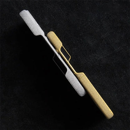 For iPhone 16 Pro Case Dual Card Slots Cloth Texture Hard PC Phone Cover
