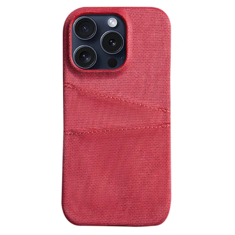 For iPhone 16 Pro Case Dual Card Slots Cloth Texture Hard PC Phone Cover