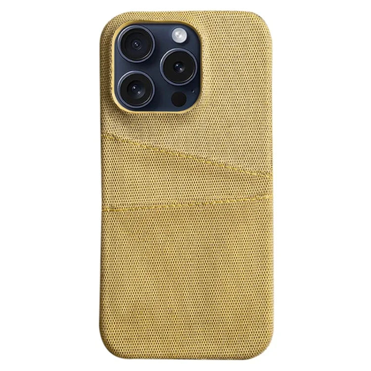 For iPhone 16 Pro Case Dual Card Slots Cloth Texture Hard PC Phone Cover