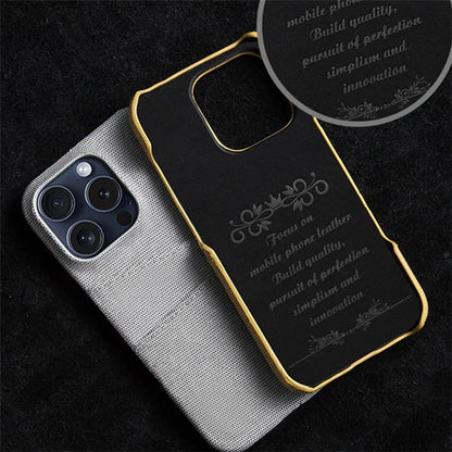 For iPhone 16 Pro Case Dual Card Slots Cloth Texture Hard PC Phone Cover