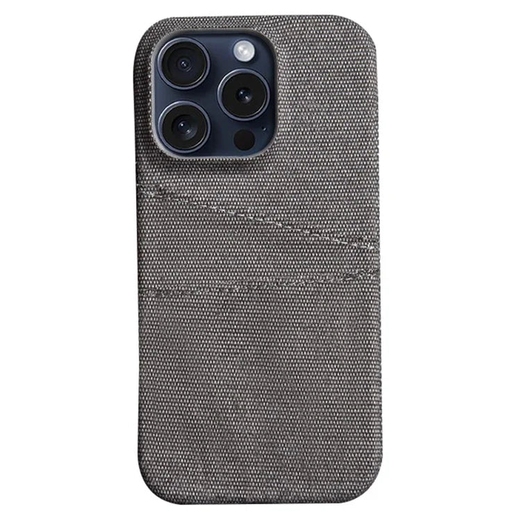 For iPhone 16 Pro Case Dual Card Slots Cloth Texture Hard PC Phone Cover