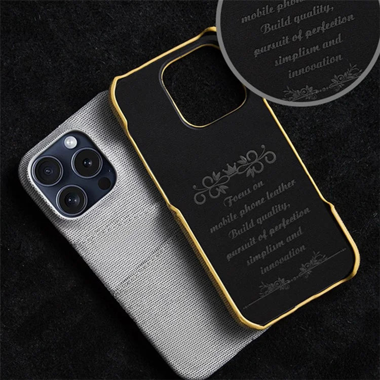 For iPhone 16 Pro Case Dual Card Slots Cloth Texture Hard PC Phone Cover