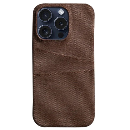 For iPhone 16 Pro Case Dual Card Slots Cloth Texture Hard PC Phone Cover