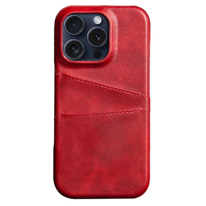 For iPhone 16 Pro Max Case Dual Card Slots Leather Coated PC Hard Phone Cover