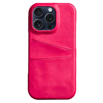 For iPhone 16 Pro Max Case Dual Card Slots Leather Coated PC Hard Phone Cover