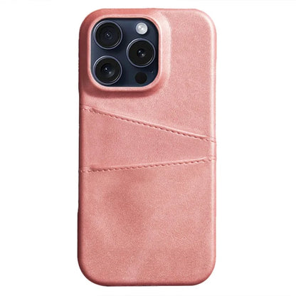 For iPhone 16 Pro Max Case Dual Card Slots Leather Coated PC Hard Phone Cover