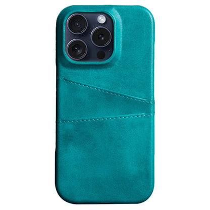 For iPhone 16 Pro Max Case Dual Card Slots Leather Coated PC Hard Phone Cover
