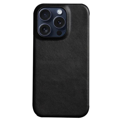 For iPhone 16 Pro Case Calf Texture PU Leather Hard PC Protective Phone Cover