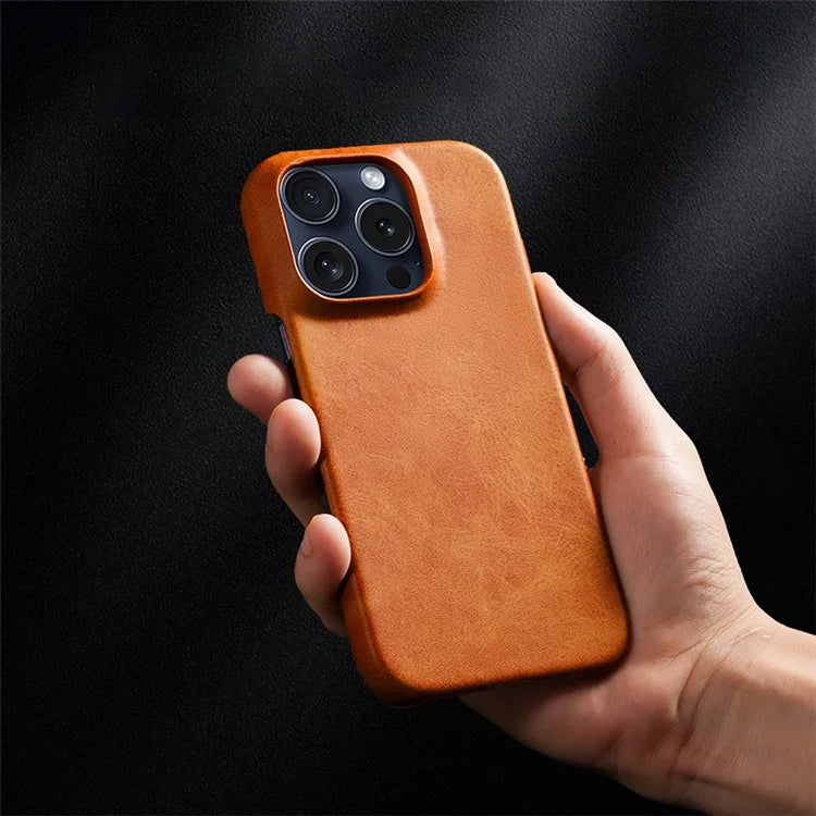 For iPhone 16 Pro Case Calf Texture PU Leather Hard PC Protective Phone Cover