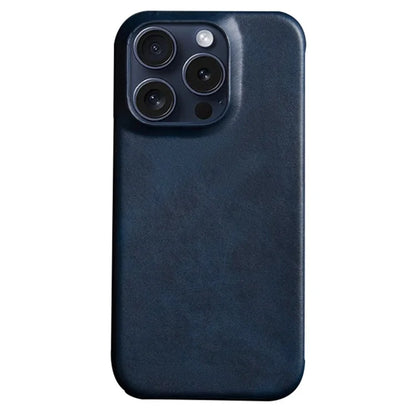 For iPhone 16 Pro Case Calf Texture PU Leather Hard PC Protective Phone Cover