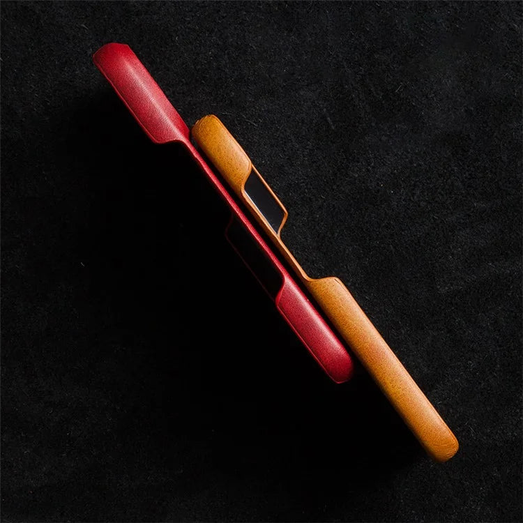 For iPhone 16 Pro Case Calf Texture PU Leather Hard PC Protective Phone Cover