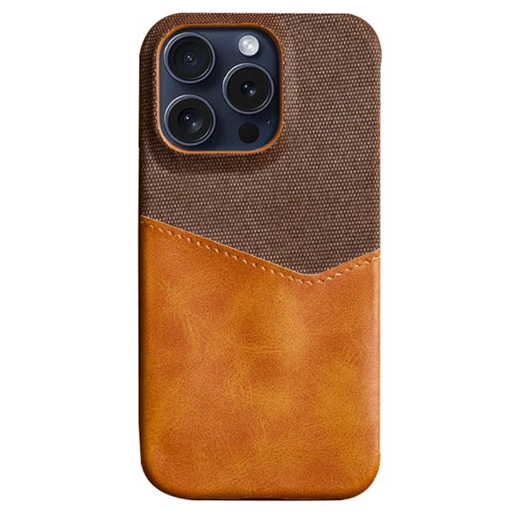 For iPhone 16 Pro Max Case Card Slot Cloth Texture Leather + PC Phone Cover