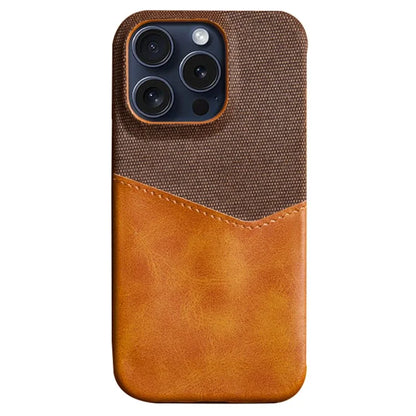 For iPhone 16 Pro Max Case Card Slot Cloth Texture Leather + PC Phone Cover