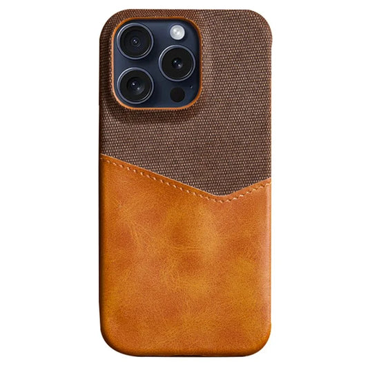 For iPhone 16 Pro Max Case Card Slot Cloth Texture Leather + PC Phone Cover