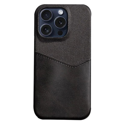 For iPhone 16 Pro Max Case Card Slot Cloth Texture Leather + PC Phone Cover