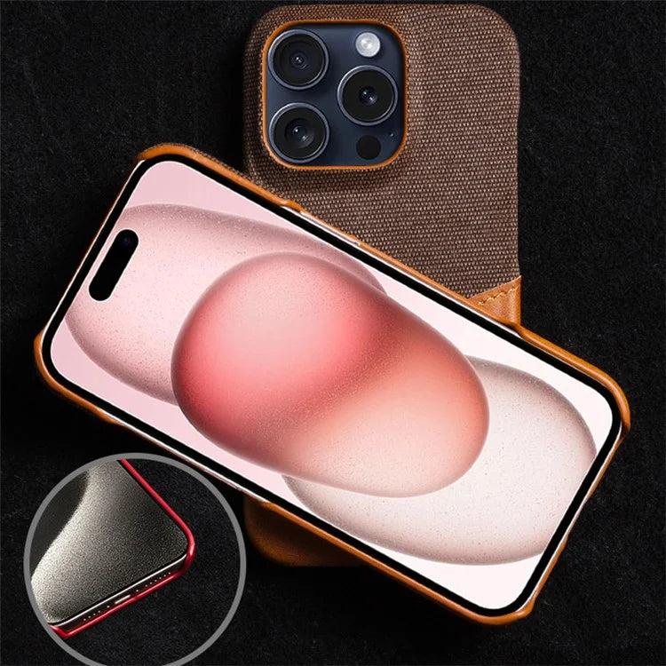 For iPhone 16 Pro Max Case Card Slot Cloth Texture Leather + PC Phone Cover