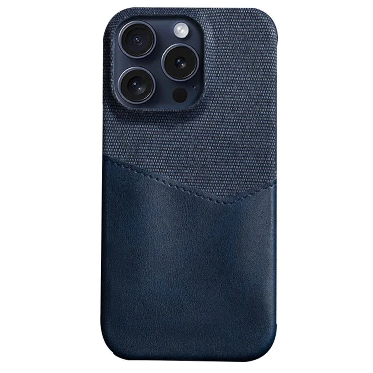 For iPhone 16 Pro Max Case Card Slot Cloth Texture Leather + PC Phone Cover