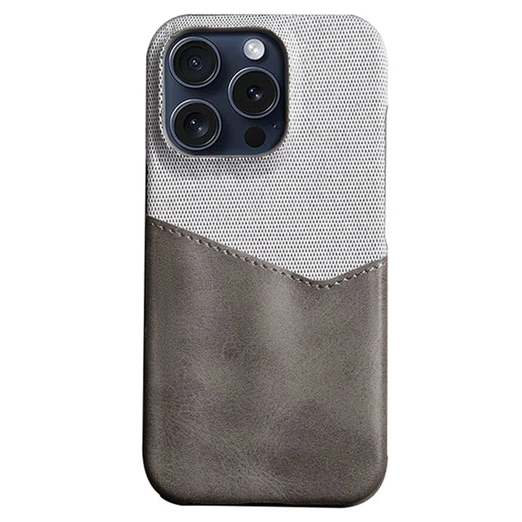 For iPhone 16 Pro Max Case Card Slot Cloth Texture Leather + PC Phone Cover