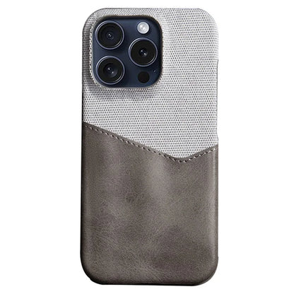 For iPhone 16 Pro Max Case Card Slot Cloth Texture Leather + PC Phone Cover